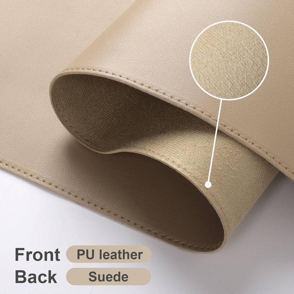 DAWNTREES Desk Mat Protector,PU Leather Desk Pad,Non Slip, Large Mouse Pad and Keyboard Mat, Waterproof Writing Pad for Office and Home (Beige,35.5''x16.9'')