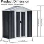 Outdoor Sheds 5FT x 3FT Outdoor Storage, Metal Anti-Corrosion Utility Tool House with Lockable Door & Shutter Vents，Outdoor Waterproof Garden Tool Metal Storage Sheds （Grey）