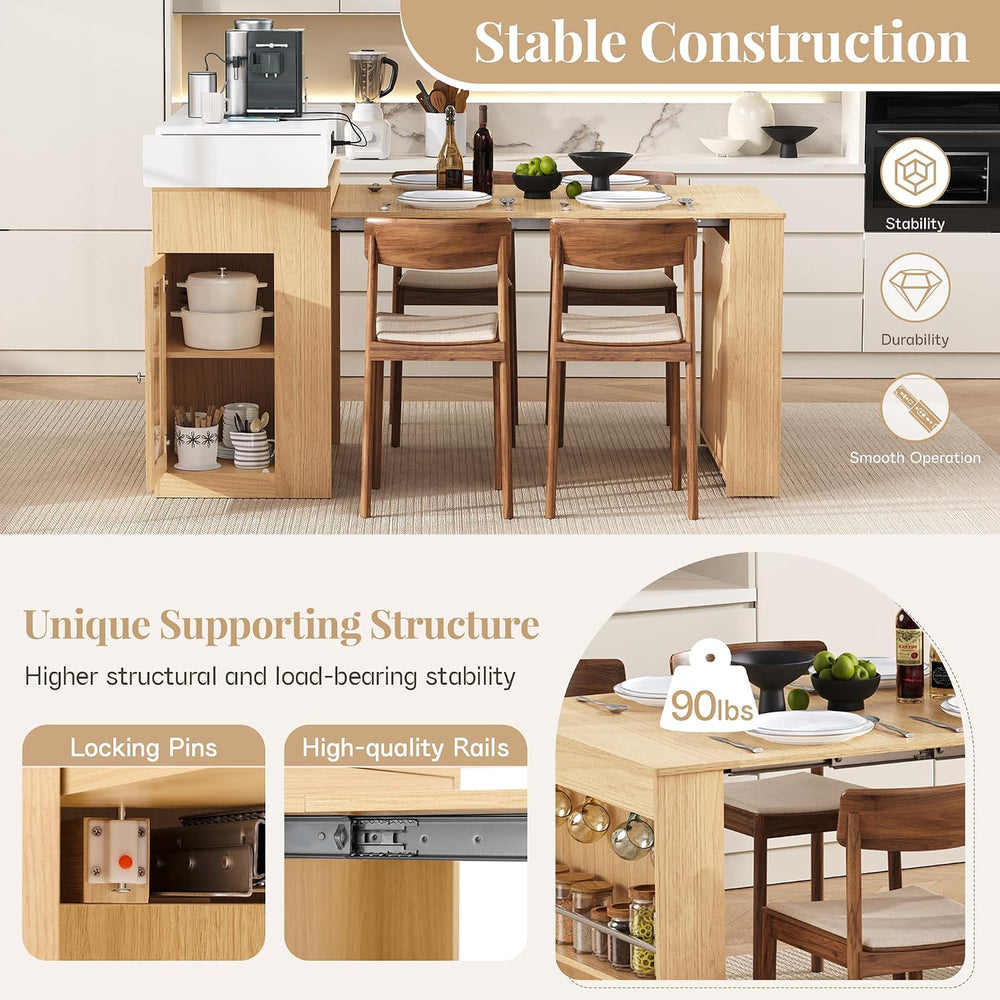 Extendable Dining Table with Storage, Transformer Console Table for 1-4 Peopl...