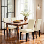 SyMax Dining Chairs Set of 4, Faux Leather Dining Room Chairs, Upholstered Modern High-End Kitchen Parson Side Chairs for Bedroom, Living Room, Cream (No Table)