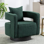 Swivel Accent Chair Set of 2, Modern Swivel Barrel Chair for Living Room, 360 Degree Comfy Square Accent Chair with Open Back, Upholstered Armchair for Bedroom,Reading, Boucle, Dark Green