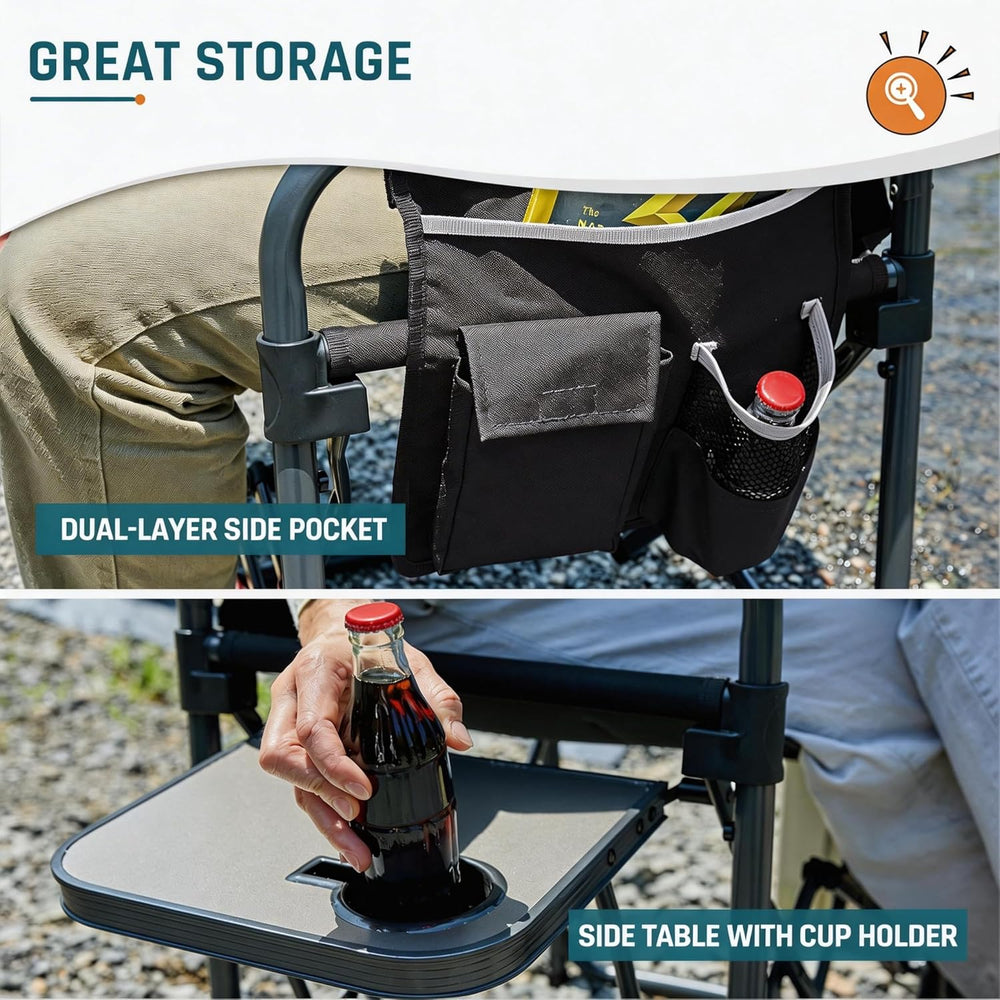 DMH OUTDOORS Camping Directors Chair with Side Table & Breeze Mesh Backre...