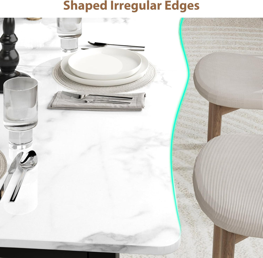 IDEALHOUSE Dining Room Table for 6-8 People, 79”Dining Table, Kitchen Table w...