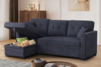 L Shaped Sectional Sleeper Sofa Couch with Pull Out Bed ,3 Seater Convertible Sectional Sofabed W/Reversible Chaise & Tufted Back Cushion ,Reversible Pullout Sofa Couch Bed for Living Room Office
