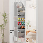 Shoe Organizer, Over the Door Shoe Organizer, Hanging Closet Shoe Storage with Large Deep Pockets, Fits 16–24 Pairs of Sneakers, Sandals, Boots, Gray