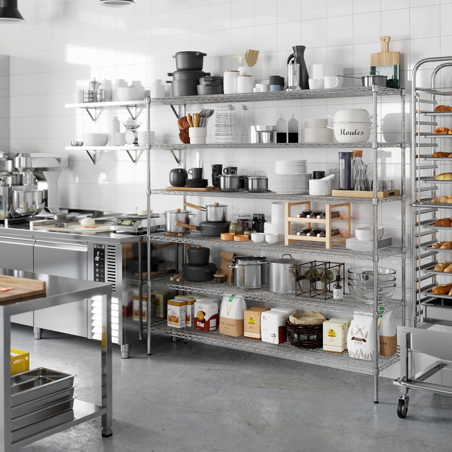 18" Deep x 72" Wide x 74" Height Wire Shelving Kit | 6-Tier | NSF Commercial Storage Rack Unit