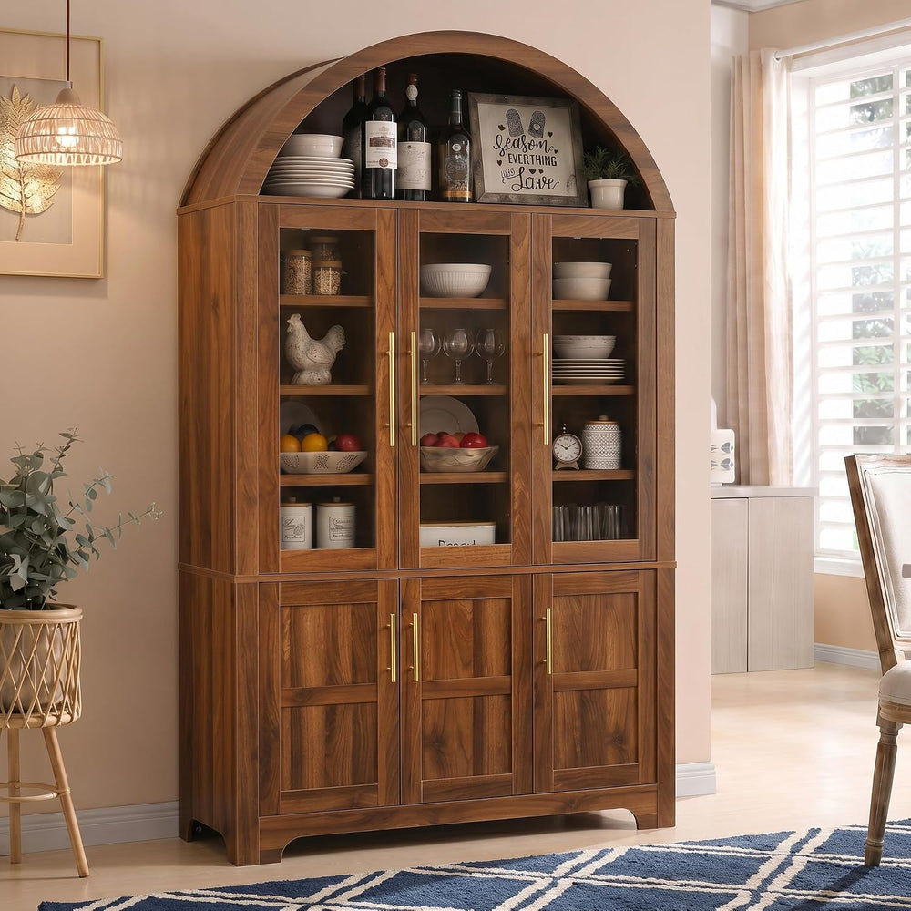 Merax 73'' Tall Farmhouse Arched Kitchen Pantry Cabinet
