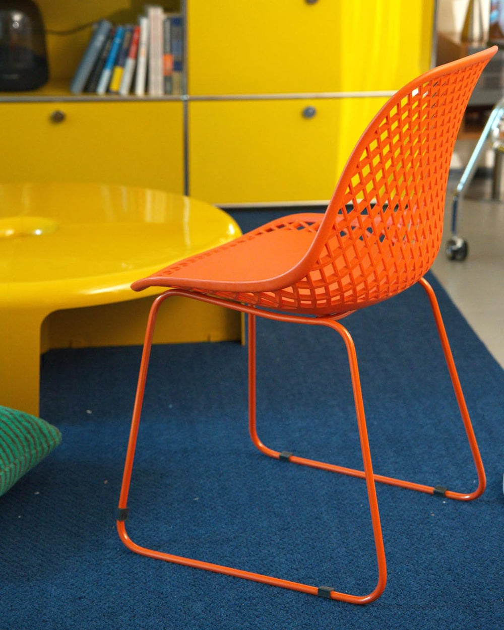 Modern Plastic Dining Chairs, Set of 4 (Blood Orange) | Easy-clean, 280lb Cap...