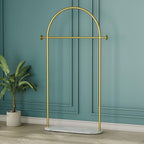 HKaikzo Gold Clothing Rack with Real Marble Base – 67" Freestanding Garment Display Stand, Holds 150+ lbs, Modern Metal Coat Rack for Boutique Store, Entryway, Bedroom & Small Spaces