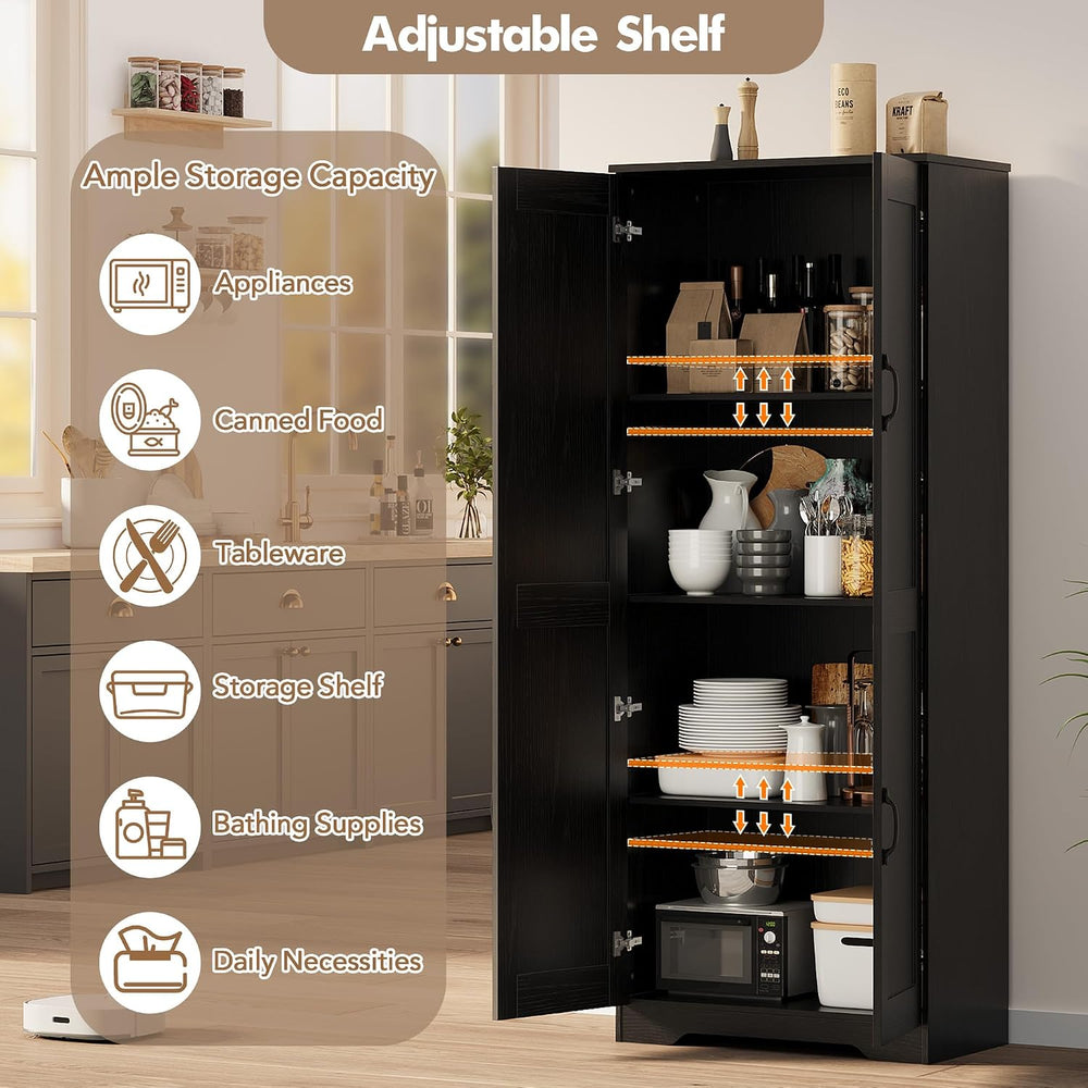 IDEALHOUSE 60" Tall Pantry Cabinet | Kitchen Storage Cabinet with 2 Door...