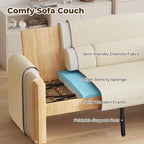 Furnimart Modern Loveseat Sofa, 54" 2-Seater Boucle Sofa, Comfy Upholstered Minimalist Couch, Small Couches for Small Spaces, Apartment, Office, Living Room, Bedroom, Dorm, Chenille White