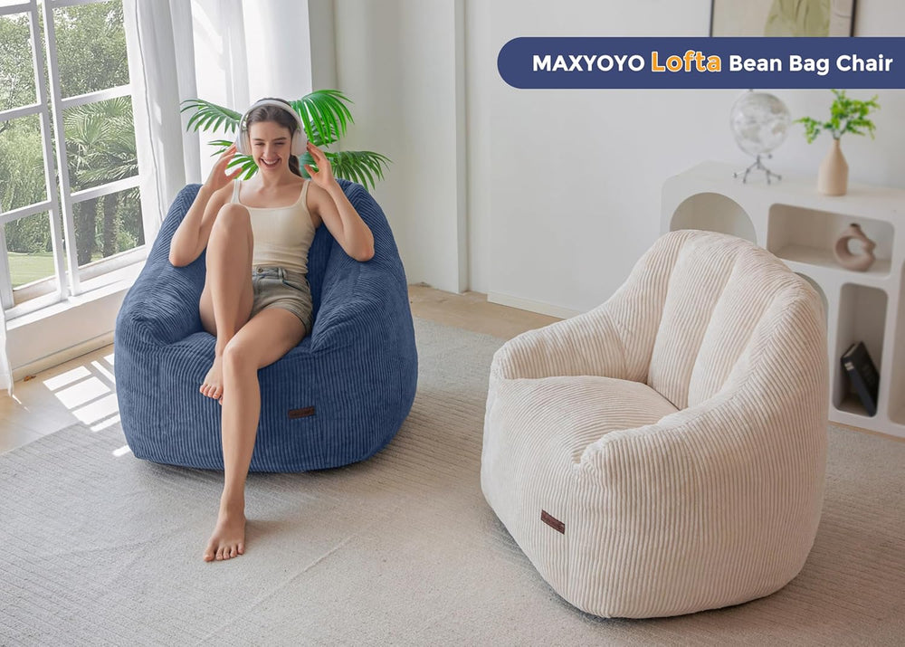 MAXYOYO Bean Bag Chair for Adults, Foam-Filled Floor Sofa for Reading | Bean ...