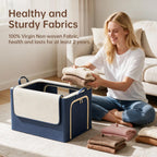 3 Openings Clothes Storage Bins with Metal Frame，100L (navy blue) | Oxford-Gewebe