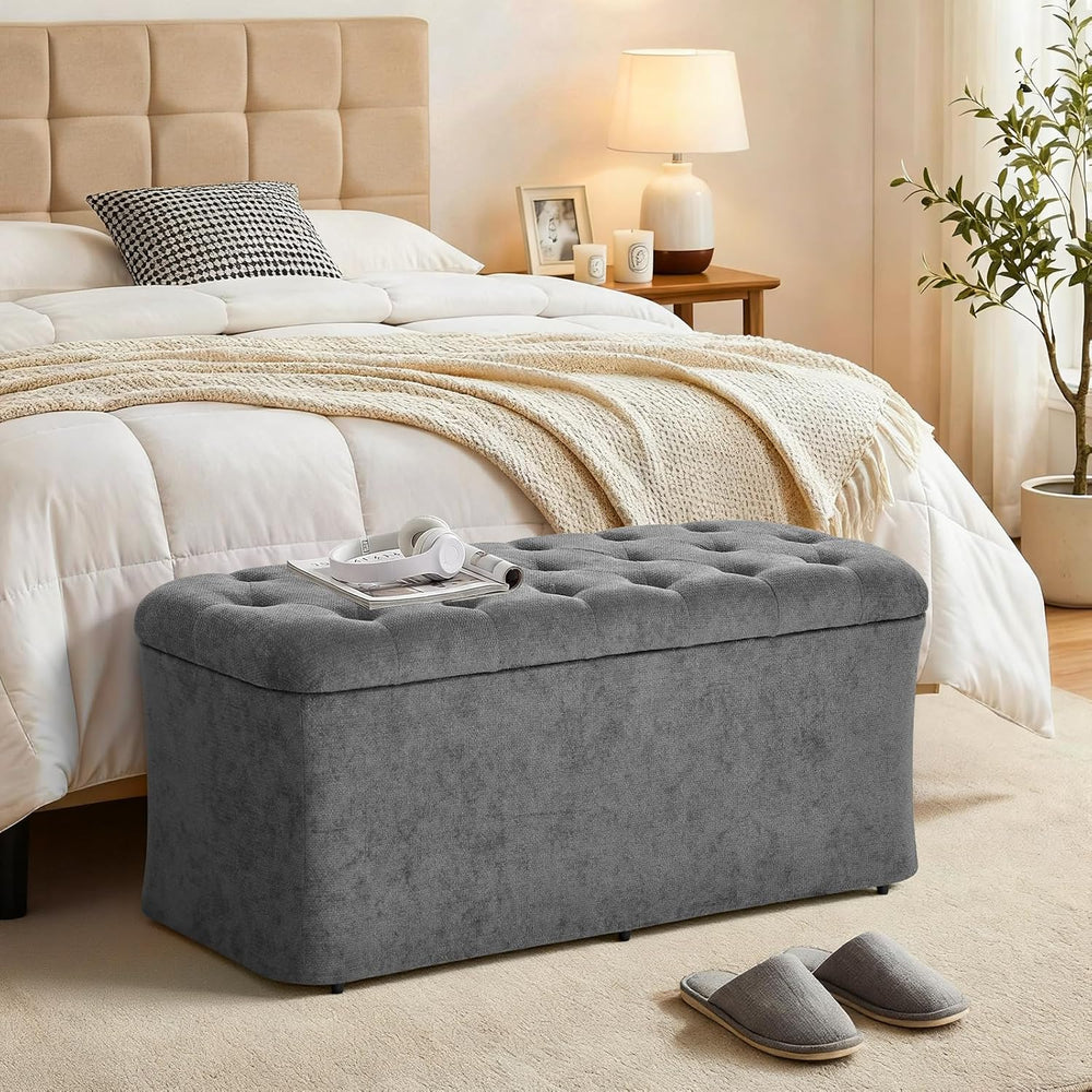 ONBRILL Storage Ottoman Bench, End of Bed Bench, 39.8 x 18.1 x 17.7 Inches Po...