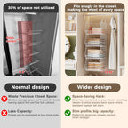 4" Extra Deeper Foldable Hanging Closet Organizer, Small Wire Cabinet Shelves and Storage with 5 S Hooks,4 Tier Metal Basket Bins for Clothes Sweaters Handbags, Wardrobe for Kitchen Laundry Room，White