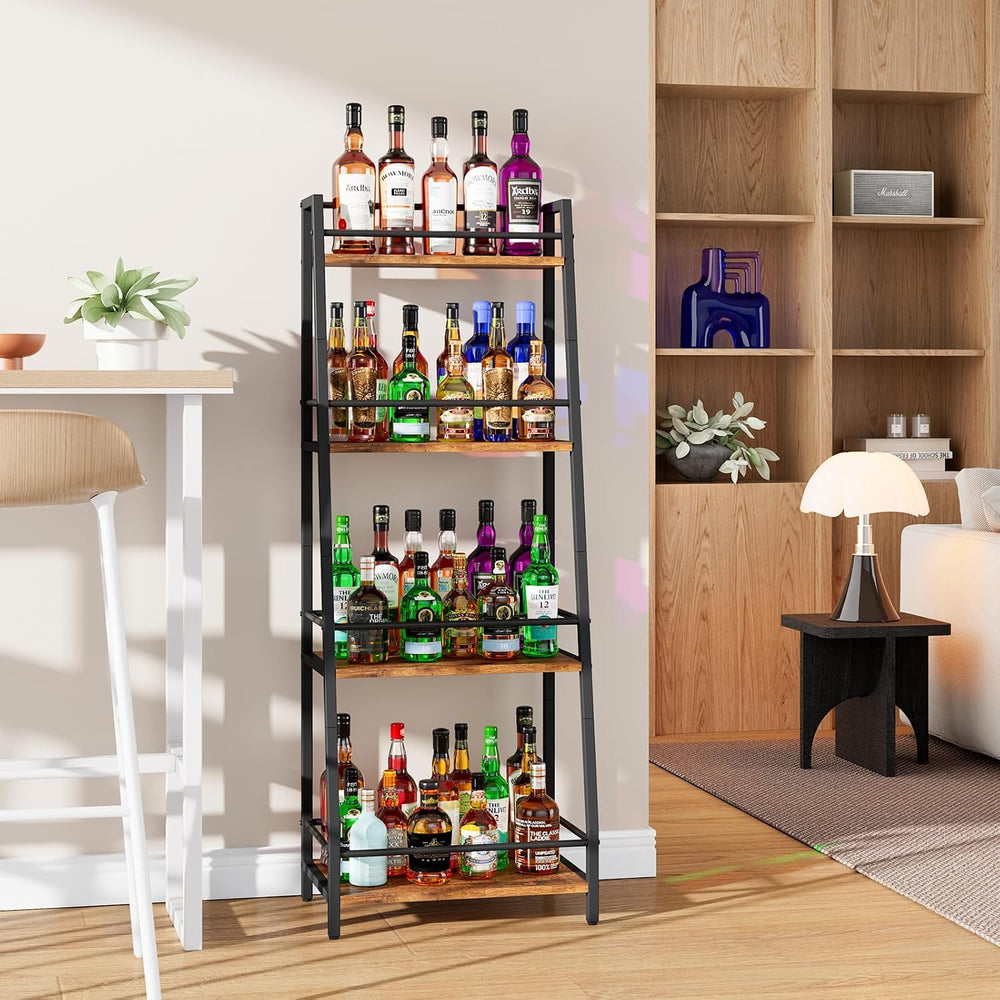 YMYNY 4-Tier Liquor Stand Trapezoid Wine Rack Freestanding Floor HWR004H | Vi...