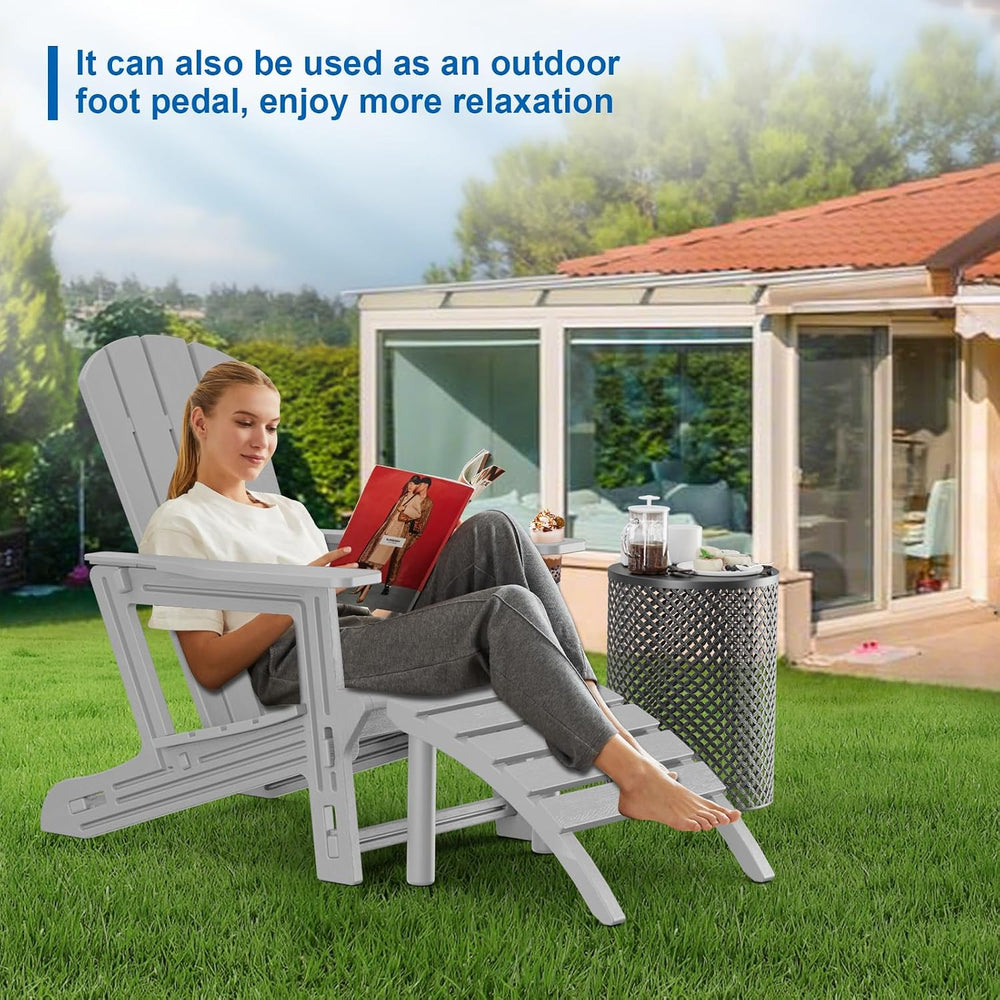 FONTOI Adirondack Ottoman, HDPE Plastic Adirondack Chair Footstool, All Weath...