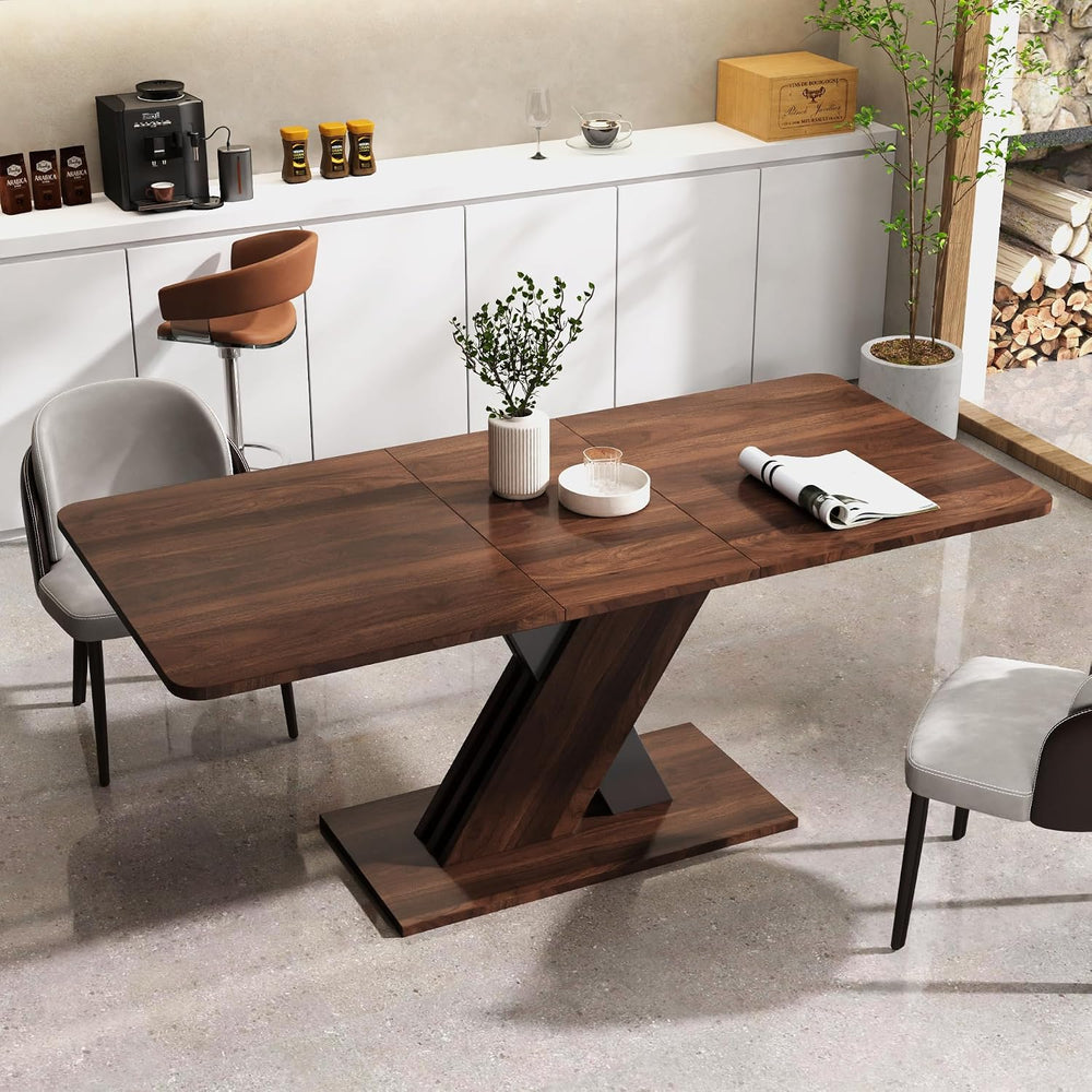 70.87'' Extendable Wood Dining Table, Modern Multifunctional Rectangl...
