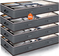90L Under Bed Storage Containers, Closet Organizers and Storage Bins, Foldable Underbed Storage Bags for Blankets, Towels, Comforter, Sweaters, Linen Sheets, Wrapping Paper (Grey, 4 Pack)