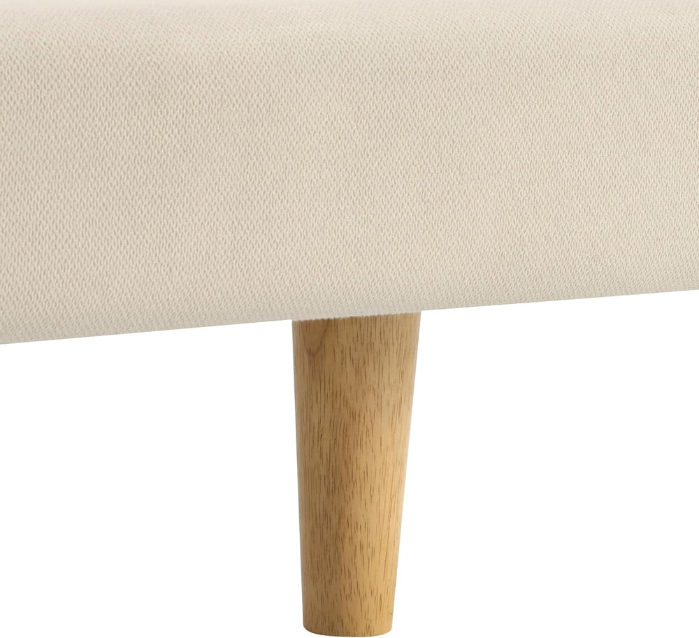 Cal-King Size Upholstered Beige Platform Bed with Chunky Headboard, Modern Fa...