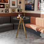 Round Bar Table, 37.4" High Pub Table, 31" Small Cocktail Table with Metal Base & Glass Top, for Small Spaces, Bistro Pub, Cafe(Gold)