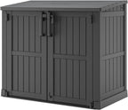 36 Cu Ft Resin Outdoor Storage Shed, Weatherproof Horizontal Outdoor Storage Cabinet with Dual Lock Door for Backyard, Patio, Garage, Garden(Black)