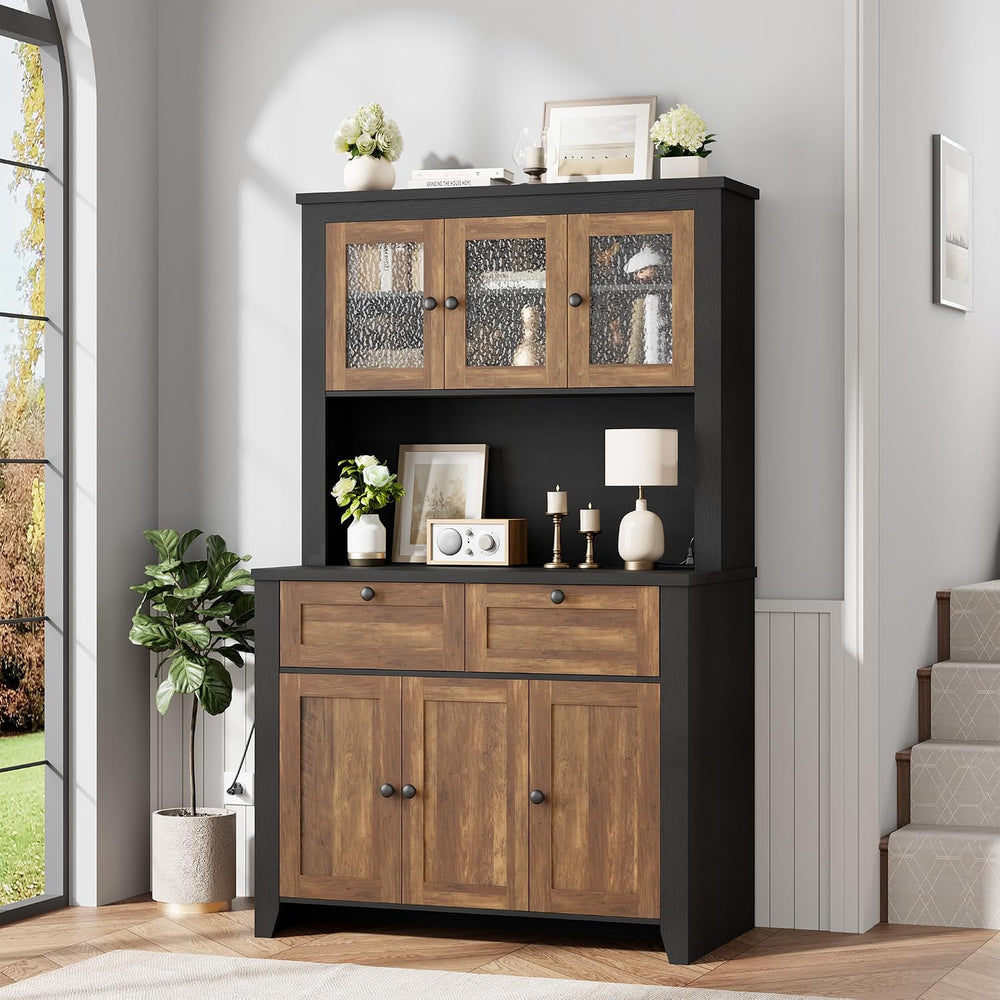 GarveeHome 66" Tall Pantry Cabinet with Power Outlet & LED Light, Ki...