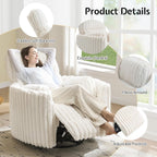 Jocisland Power Rocking Nursery Chair, Oversized Recliner Swivel Glider Chairs for Adults with 2 Pillows, USB & Type-C, Beige Corduroy