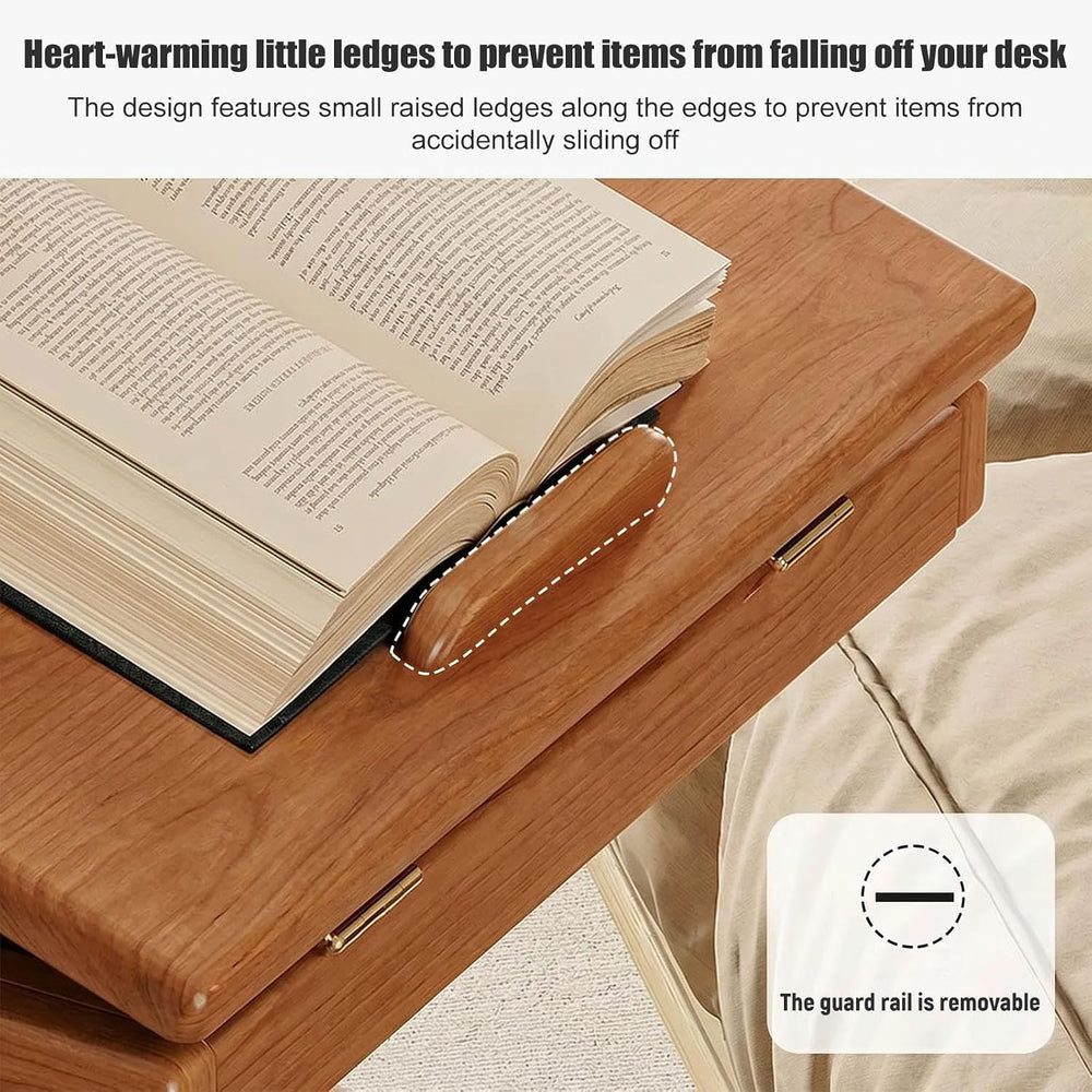 C-Shaped End Table with 2 Lockable Wheels 4-Tier Small Side Table with Storag...