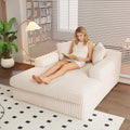 Antetek Oversized Chaise Longue Chair Indoor, Modern 53-inch Upholstered Corduroy Deep Seat Single Cloud Lounge Floor Sofa Couch for Living Room, Bedroom Apartment, Beige