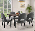 Upholstered Dining Chairs Set of 6, Mid Century Modern Dining Kitchen Chairs with Solid Wood Legs & Fabric Backret for Kitchen and Dining Rome, Grey