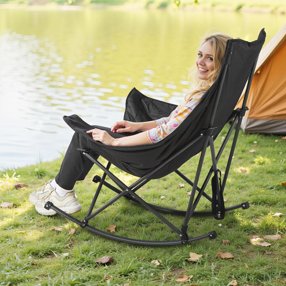 VEVOR Heated Camping Chair, 3 Heating Settings, Large-Sized Padded Folding Ro...