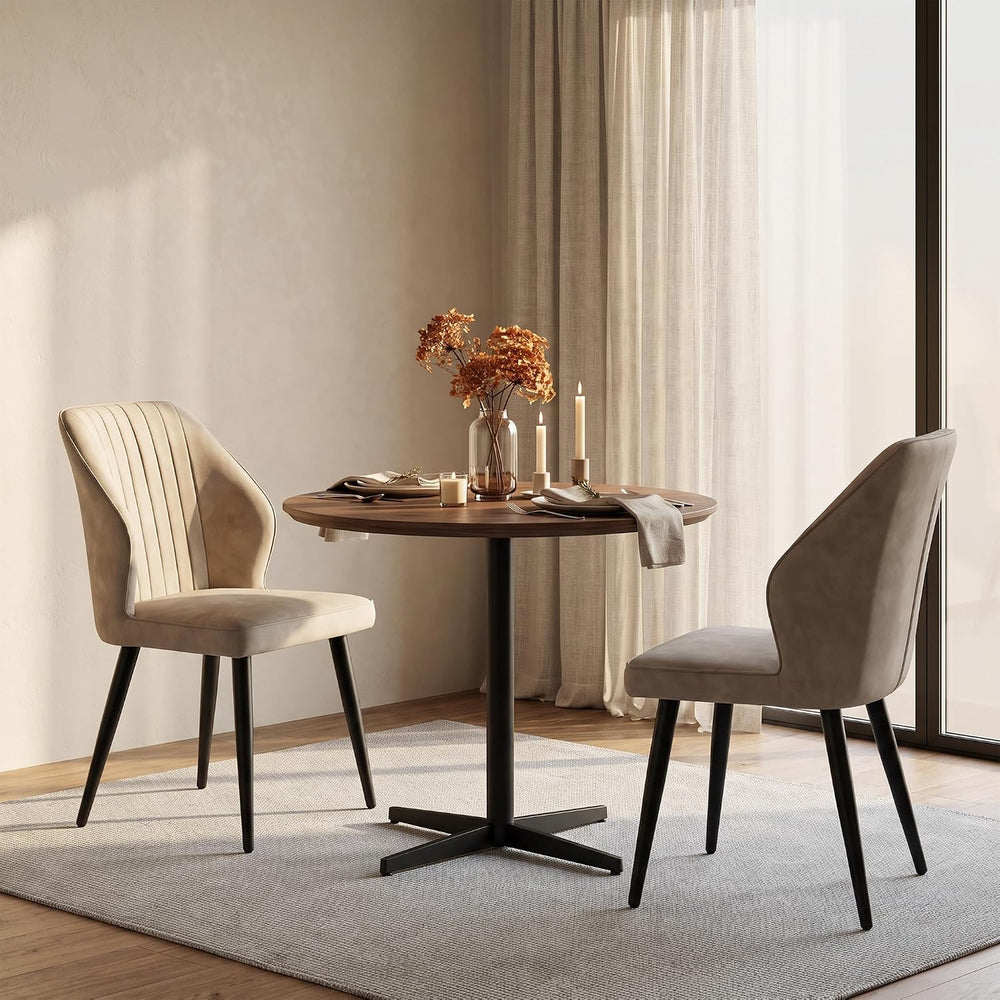 CLIPOP Faux Leather Dining Chairs Set of 2, Leather Dining Chairs, Mid-Centur...