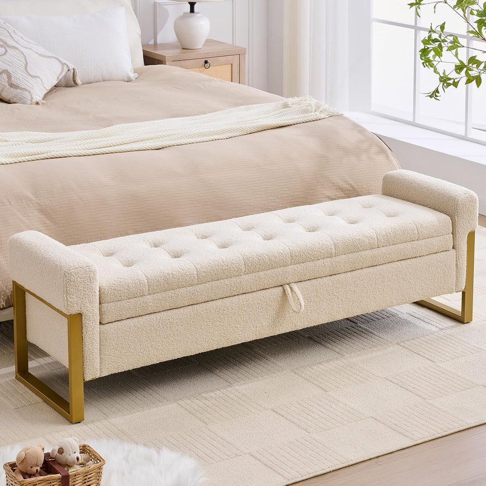 67" End of Bed Storage Bench King Size, Bench for Bedroom Foot of Bed, U...