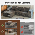 Upgrade 108’’ L Shape Cloud Couch, Plush Corduroy Sectional Sofa with Chaise, Boneless Couches for Living Room Bedroom, No Assembly Required (Khaki, Left Facing Chaise)