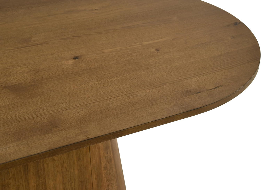 Terra 88" Transitional Oval Dining Table with Mid-Century Modern Inspire...