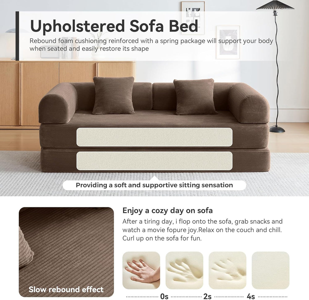 Convertible Modular Sleeper Sofa Bed, Mid Century Modern Decor Love Seat Memo...
