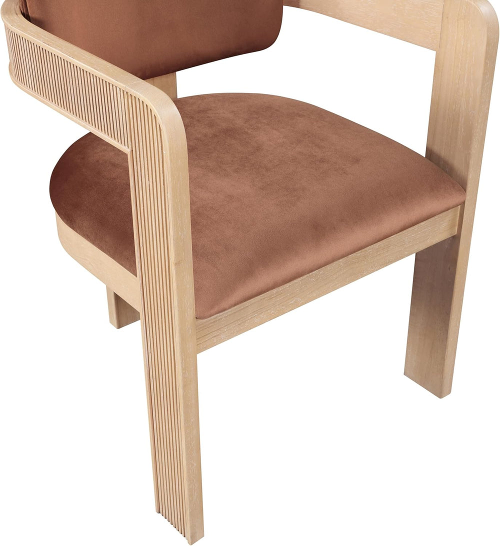 Meridian Furniture Sacha Velvet/Rubberwood Dining Chair, Cognac, Set of 2
