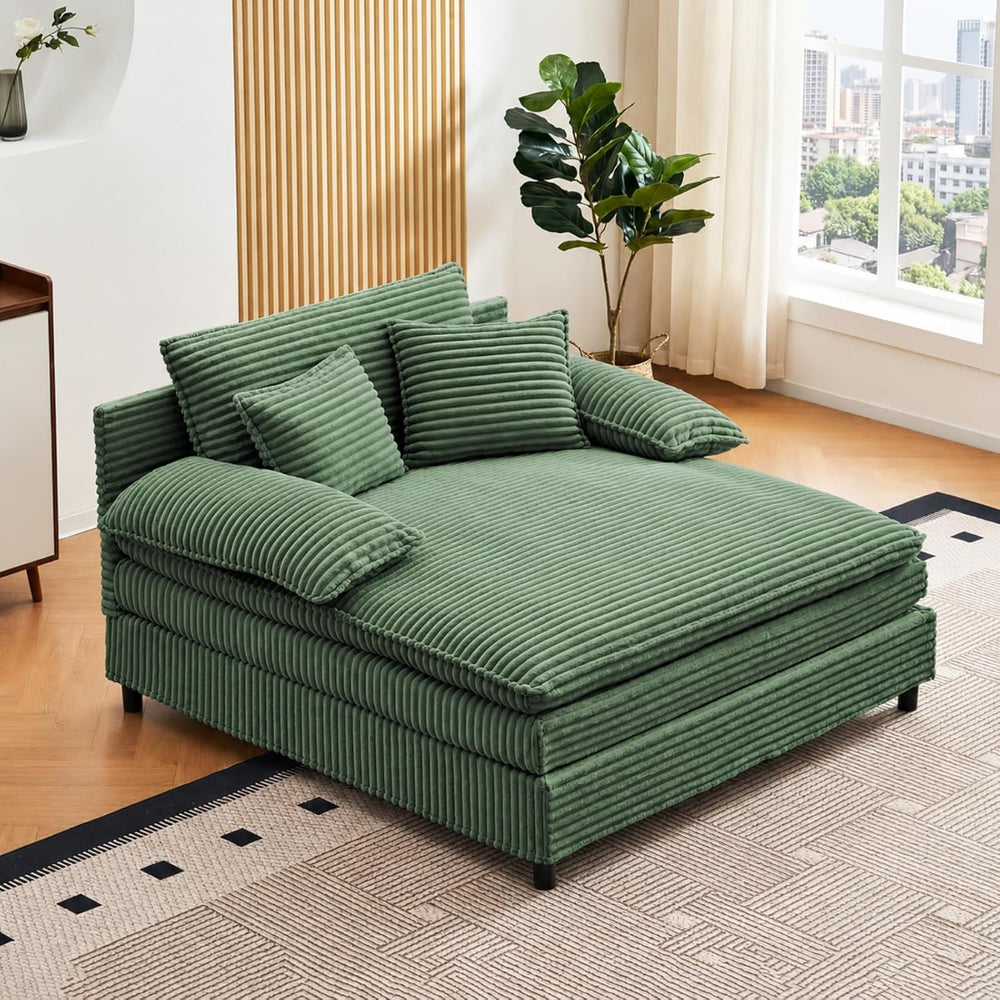 55" W Reclining Chaise Lounge Chair Indoor with 4-Gear Adjustable Backre...