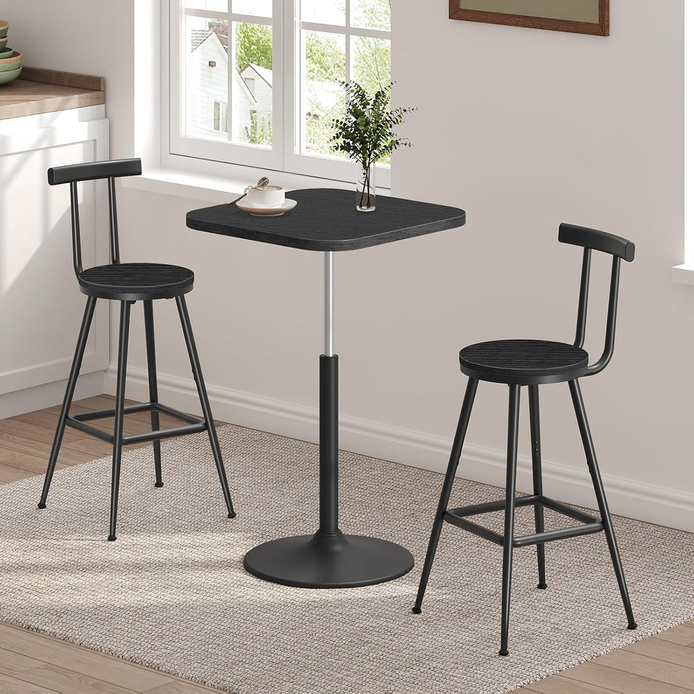 MAHANCRIS Bar Stools, Set of 2 Bar Chairs with Backrest and Footrest, 26&quot...