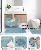 Bathroom Accessories Set,Blue Bathroom Set,24 Pieces Bathroom Accessory Set with Shower Curtain,Trash Can for Bathroom Accessories Décor and Home Gifts