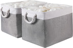 combocube 16 x 12 x 12 Inch Fabric Storage Bins for Shelves, Linen Storage Organizer Storage Basket with Ropes for Laundry, Home, Closet, Office, Clothes, Toys Organizer