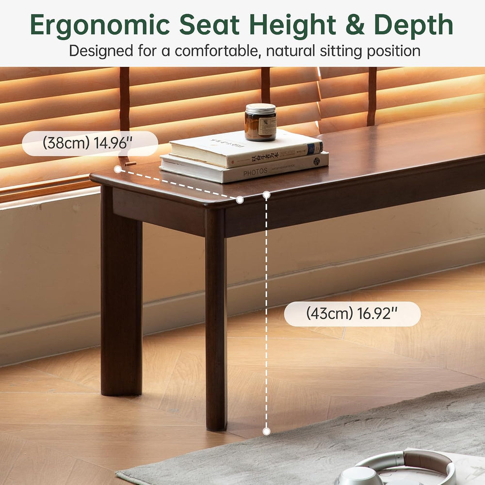 YESWOOD 100% Solid Wood Dining Bench for 2-3 People, Wooden Kitchen Bench wit...