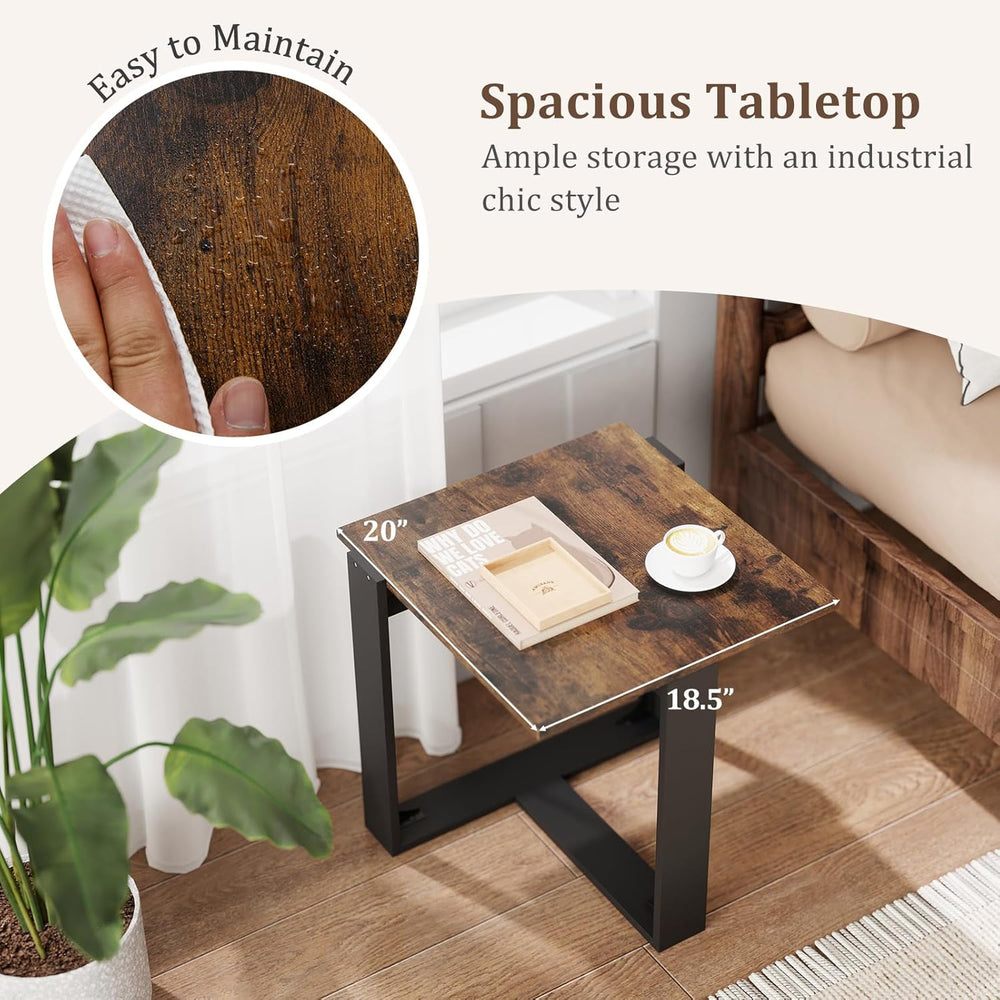 Giantex Industrial End Table Set of 2, Square Bedside Night Stand w/T-Shape M...