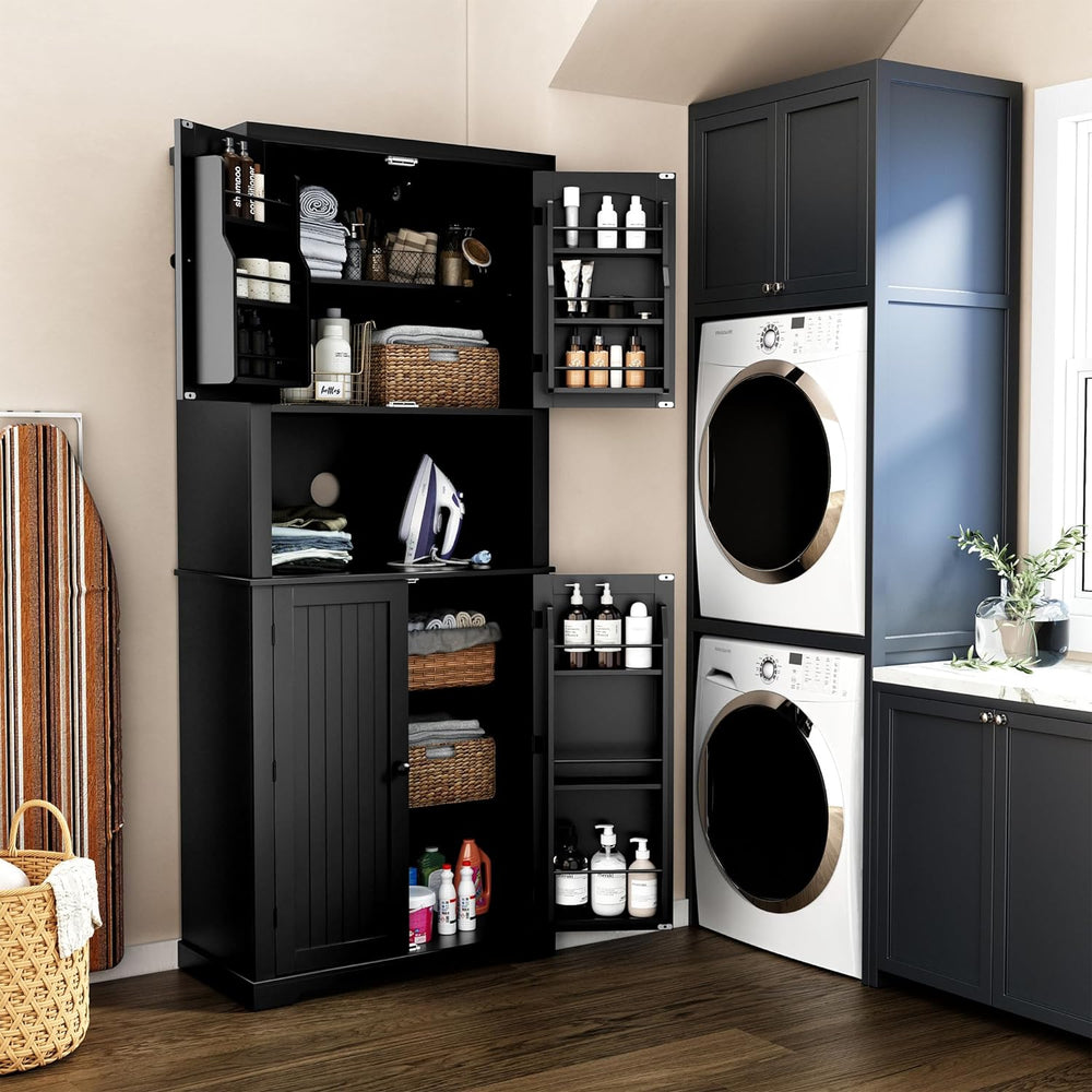 HLR 72" Kitchen Pantry Storage Cabinet with Open Countertop, Freestandin...