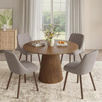 Upholstered Dining Chairs Set of 4, Modern Fabric Kitchen Chairs with Back, Wood Legs for Kitchen Dining Room Restaurant, Taupe