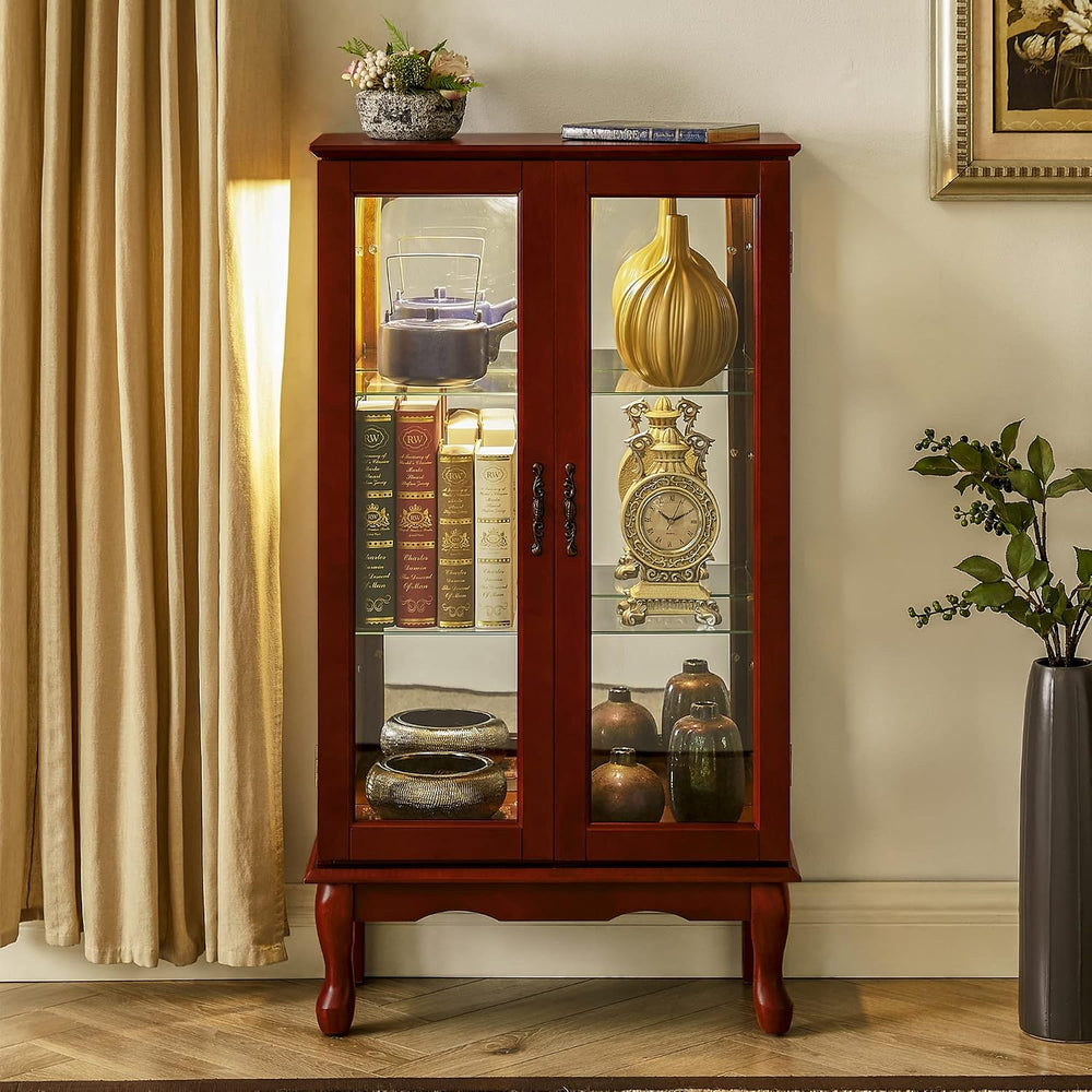 Ball & Cast Lighted Curio Cabinet,3-Tier Glass Display Cabinet with Adjus...