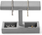 Oirlv Microfiber T-Bar Watch Display Stand Jewelry Display Props Jewelry Organizer Holder for Watch Bracelet Ring Earrings (Light Grey,Microfiber)