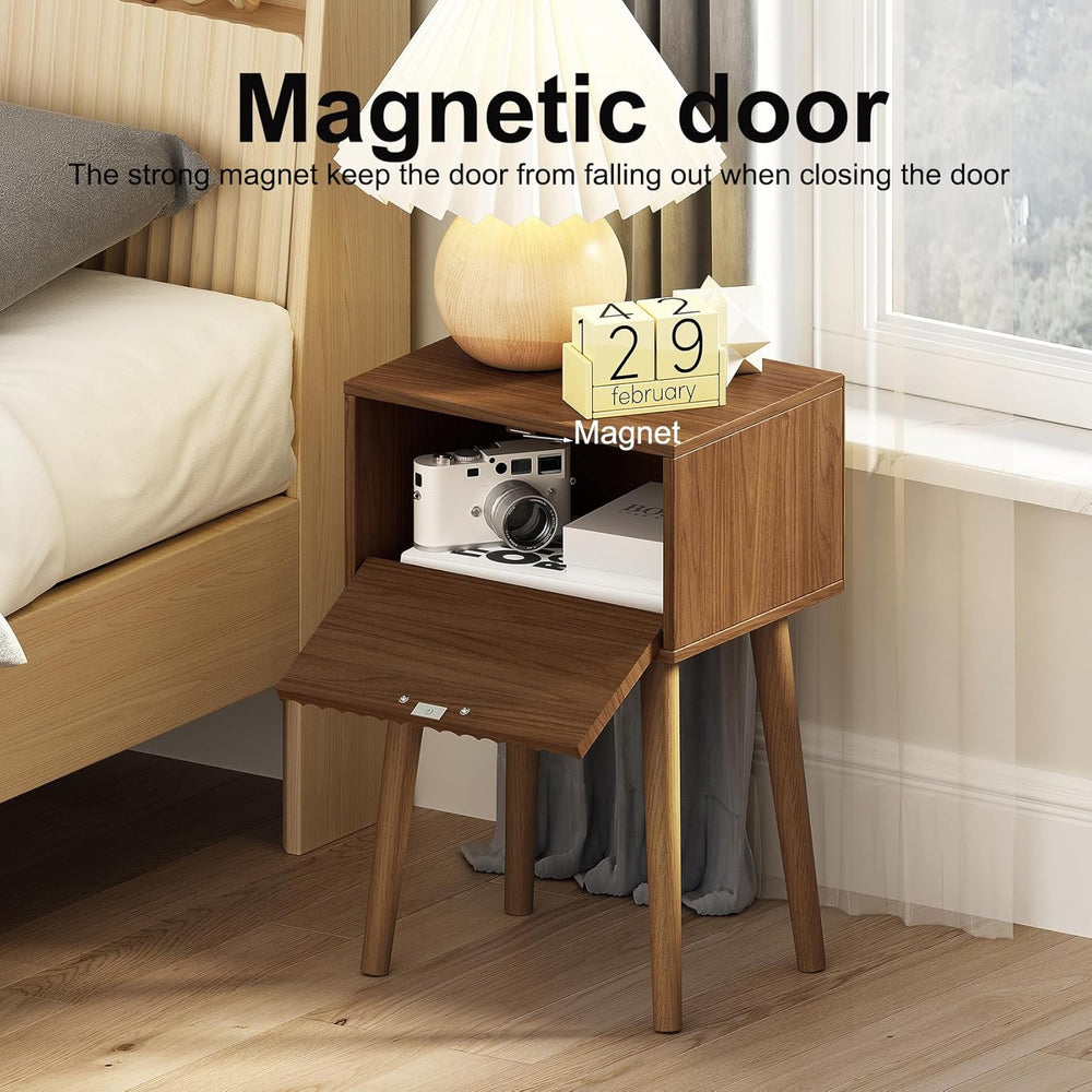LAATOOREE Nightstands Set of 2, Small Fluted Side Table, Bedside Table with S...