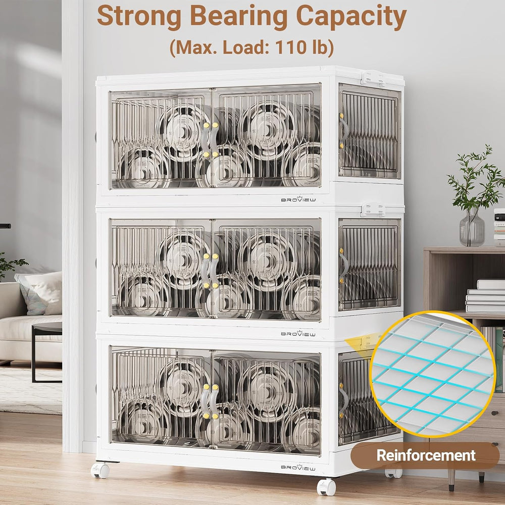 BROVIEW 90Gal Large Stackable Storage Bins with Lids, Plastic Closet Organize...